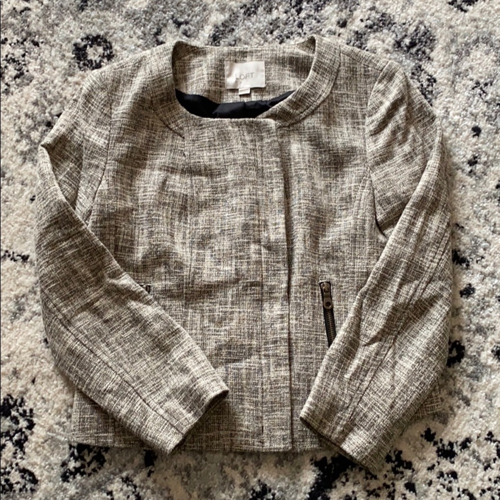 LOFT Zip Tweed Jacket, Size 2.